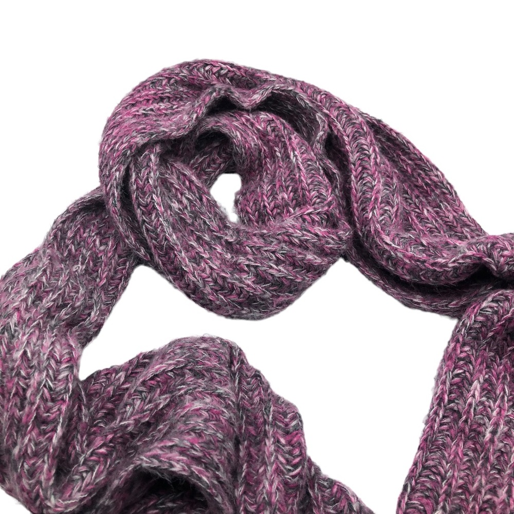 Soft Gap Scarf Purple Gray Marled Sweater Knit Ombre Long